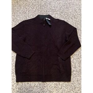 Pendleton Men's Shetland Full Zip Up Washable Wool Cardigan Sweater, Merlot XXL